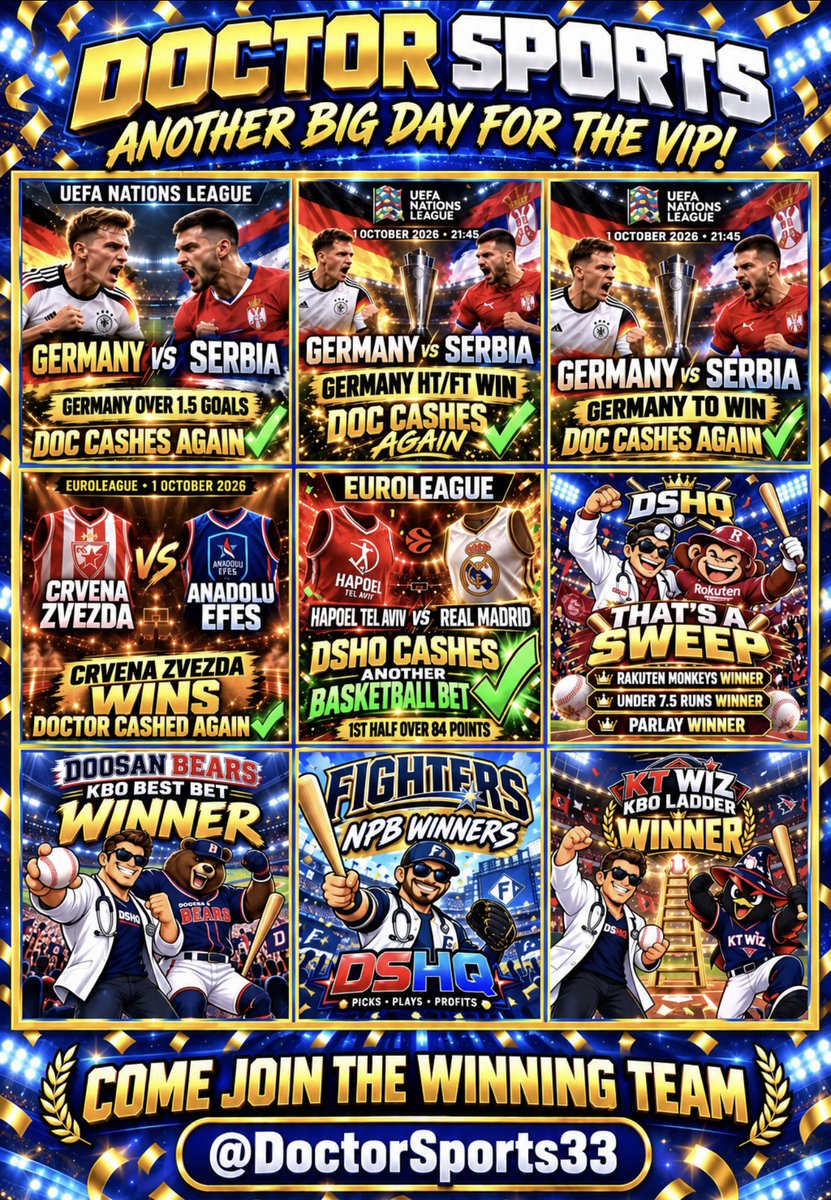 DoctorSports33's tweet photo. 🚨💰 ANOTHER BIG DAY FOR DOCTOR SPORTS VIP! 💰🚨

WINNERS ALL OVER THE BOARD! 🔥✅

BIG WINS. BIG MONEY. BIG CELEBRATION! 

WHAT ARE YOU WAITING FOR?! COME JOIN THE VIP AND GET IN ON THE ACTION! 

https://t.co/GAGISoB2wI

@DoctorsportsHQ #vip #fyp #fypage #bet #gamblingcommunity #fypシ゚viral #fypシ゚