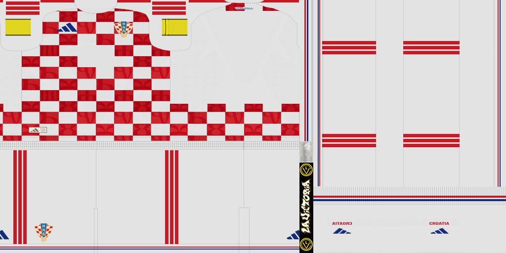 ohdez1515's tweet photo. KITPACK NATIONAL TEAM CROATIA 🇭🇷 2026 FOR PES 2013

-Include all kits, fonts &amp; numbers
-Home &amp; away textures are made by @LStubkits

MEGA:  https://t.co/73o54jxOEM

#efootball #pes2013 #proevolutionsoccer
#peskits #FIFAWorldCup https://t.co/BWssSJQO5X