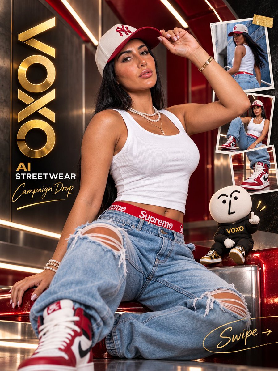 voxo_eg's tweet photo. STREETWEAR, BUT MAKE IT AI. 🔥

ستريت وير بروح مختلفة — AI fashion campaign من VOXO، حيث الـoutfit والـcreative direction يتحولوا لحملة كاملة. 🖤✨

#voxo_eg #voxo_ai_studio https://t.co/7QBYFXNN0B