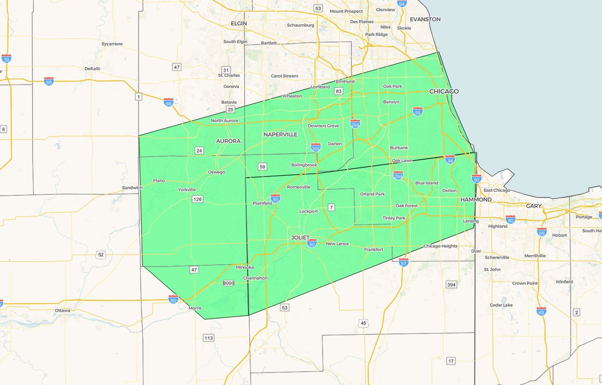 NWSChicago's tweet photo. A new Flood Advisory has been issued for portions of the western suburbs and downtown Chicago until 10:15 PM CDT. Rain rates of 0.5-1"/hr will be possible with the showers and may result in ponding of roads and low-lying areas. #ILwx https://t.co/o15rjeKl4z