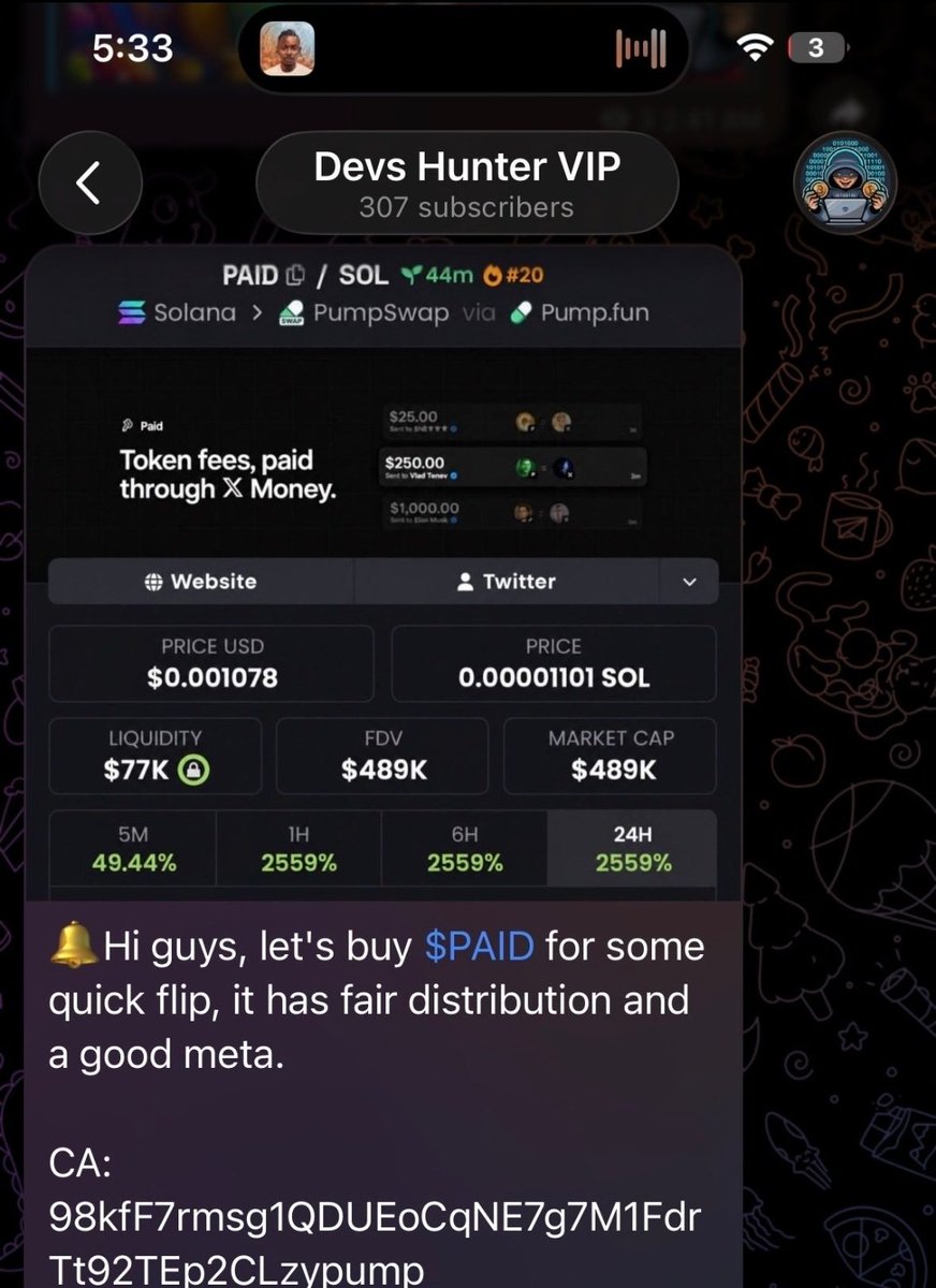devs_hunter's tweet photo. 💰 LESS THAN 10 HOURS LEFT before the discount package is gone.

Only 5 spots at 0.5 SOL ($55) 👇

👉 12 months premium membership
👉 2–5 high-quality signals daily across Solana, Robinhood & BNB
👉 2 weekly videos breaking down rug detection + the tools I use
👉 FREE LIFETIME premium access to my token scanner

🚨 Once all 5 spots are gone, the price goes back to 1 SOL ($118).

If you’re tired of watching your money get drained by rugs and random calls, it’s time to start doing your research and trading with a real system.

📩 DM if interested....
