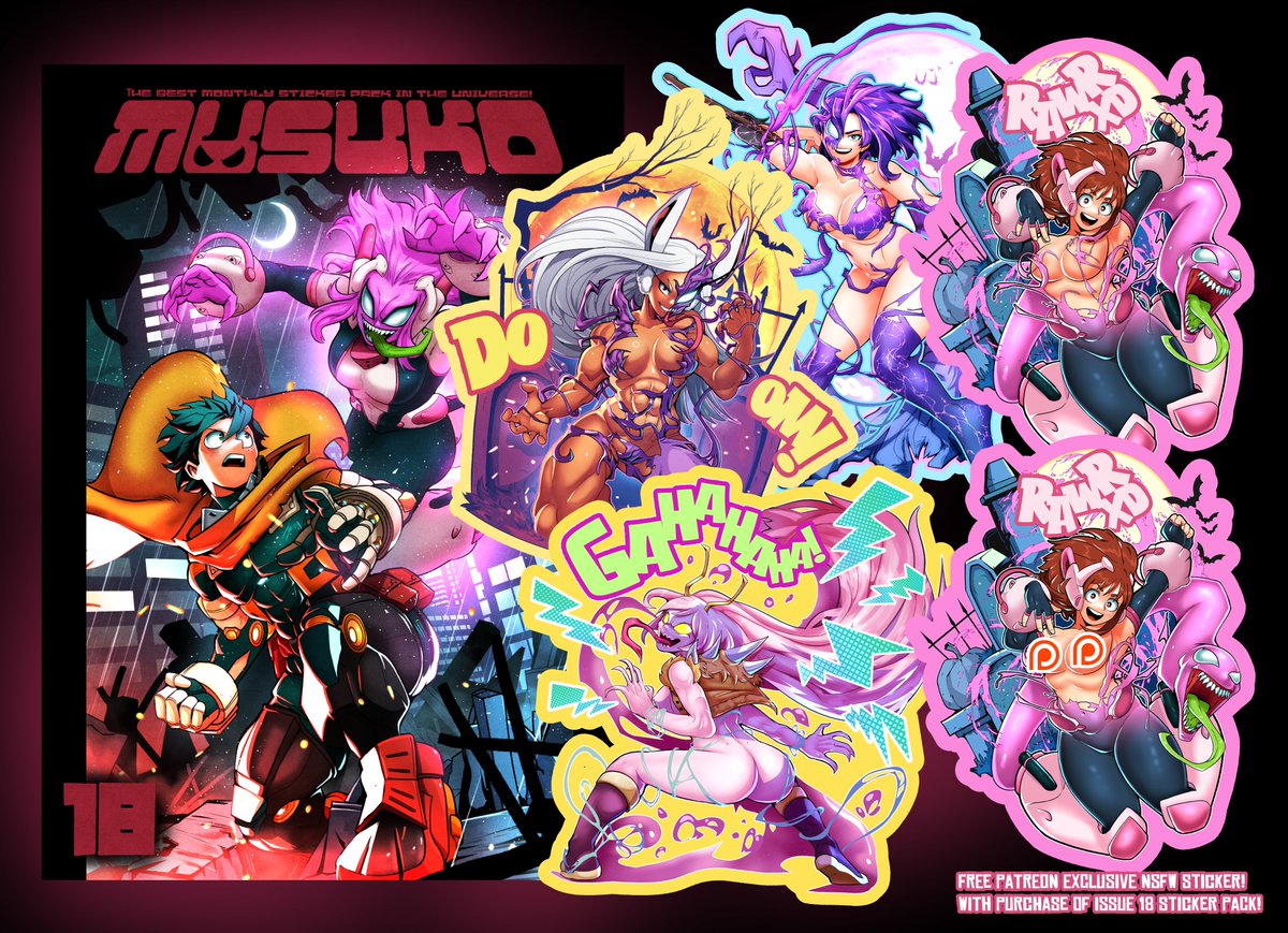 Sonchapoo's tweet photo. MUSUKO Issue 18 sticker pack is now available! 🦇

Symbiote takeover edition! 

shop in bio! 💫 https://t.co/MJKxhGoS28