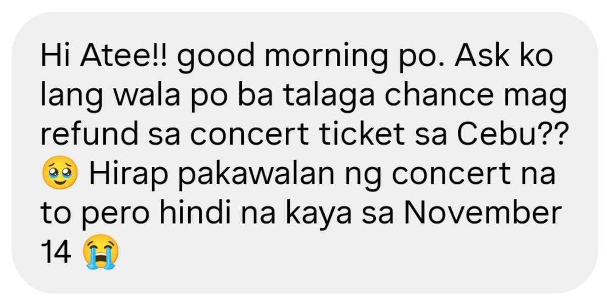 wheelbreadroast's tweet photo. yung mga ganitong messages yung lalong nagpapalala ng inis ko sa nangyari kasi imagine all the effort people have put into planning the trip, only for everything to get rescheduled a week before the actual date. what about the sacrifices they made? yung mga nag-file ng leave, nag-book ng flights and accommodations, nag-adjust ng schedules, at naglaan ng time and money for this? kaniya-kaniya na? mind you, not even a single apology mula sa inyo. instead, you asked us for understanding, while failing to show the same understanding to the people who were directly affected by this.

while i understand na may mga unexpected changes talaga, but i hope the management also understands that these changes have real consequences for the people who planned around the original schedule. not everyone in this fanmily can simply afford to absorb the additional costs and inconvenience brought by this. sana po may alternative approach or some form of assistance or compensation for those who were inconvenienced by this, especially since better planning and coordination could have prevented some of this mess in the first place.

hay nako. i really hope you do something about this and not just leave the people affected to deal with the consequences on their own. 🙂