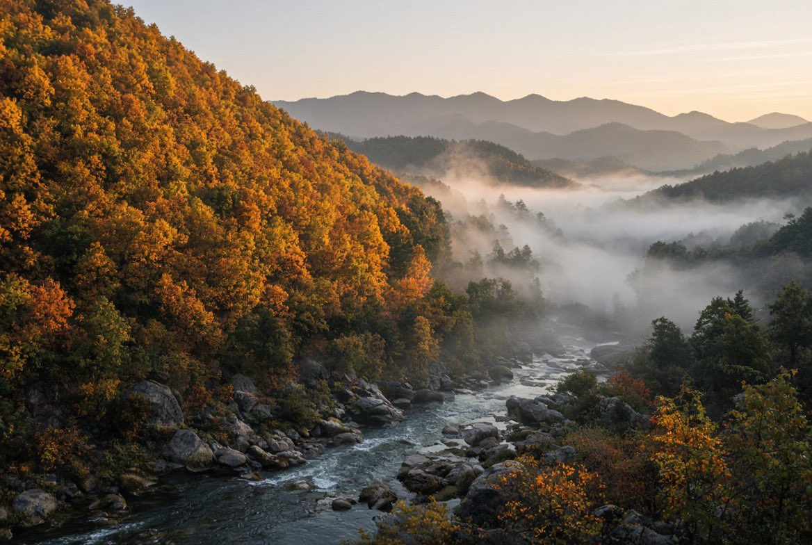 Kolin_Kim's tweet photo. 早安。今天把晨光寄到燕山深处的河北省平泉市。
这是冀辽蒙交界的一座县级小城，老名字叫八沟。清康熙路过时赞它“平地涌泉”，名字便从这一眼泉来。城北辽河源国家森林公园里，马盂山海拔一千七百多米，林海、草甸和溪流连成一片，人们常把它认作辽河的源头；城里的泽州园把契丹故事收进了山坡。早市上��气腾腾的平泉羊汤，配一块南沙饼，是本地人最熟的早晨。
今天多云转阴，大约1到19度，山里晨风有点凉，出门带件外套刚刚好。
愿你这一天，也像八沟的泉，慢慢涌出热气来。
#早安 #中国县级市 #平泉市