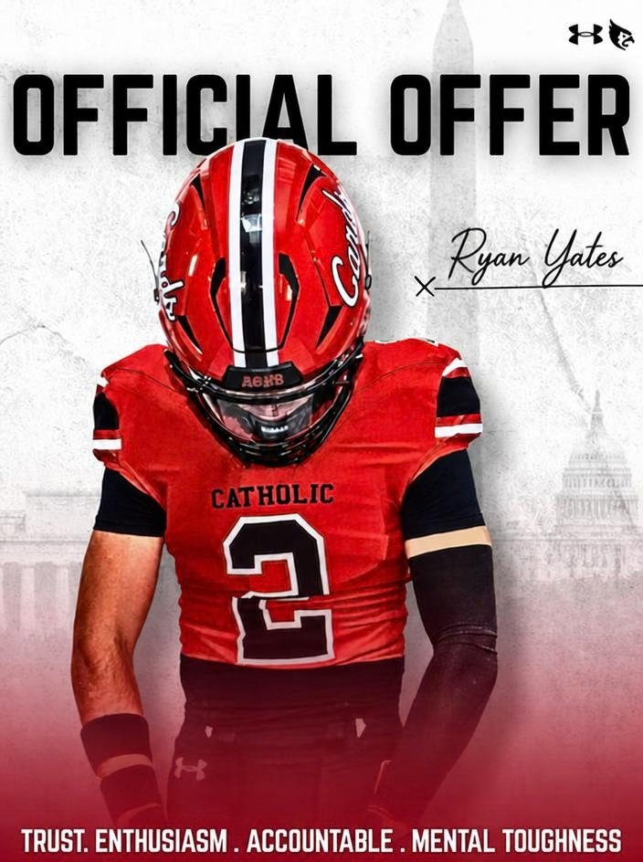 RyanYates1241's tweet photo. I'm thankful to have received an offer from Catholic University and @CoachJSperosJR  

@LYaoTheTruth @Coach_Brenden @CatholicU_FB @CoachMattyVogel @CoachBTSTJ @carljfred @coachcuzball https://t.co/9mQNLL4l1Z