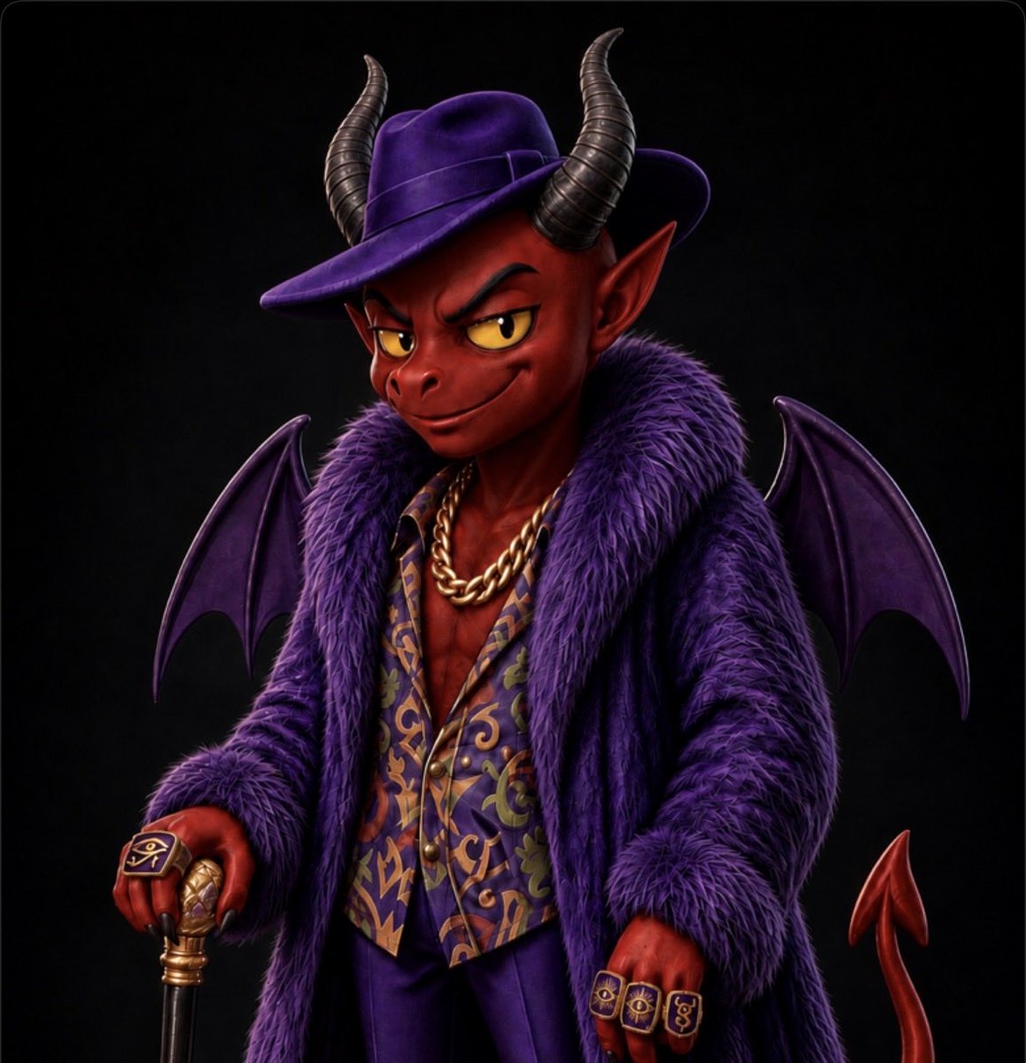 SatansSinners's tweet photo. [DOSSIER FILE: #001 — THE PIMP]

Every Satans Sinner has a specialized domain. The Banker handles the vault, the Chemist bends reality, but The Pimp? He commands desire. 

He isn't running the whole shadow council—he's the architect of vice and distraction. Managing the nightlife, controlling the temptation, and keeping minds hooked on high-end chaos while the rest of the Syndicate operates behind the scenes. 

Furry purple coat, gold-tipped cane, and total authority over the floor. He makes sure the dark side of the operation always looks like luxury. 

Satan’s Sinners is a 99-piece hierarchy of dedicated operators. Photorealistic 1/1 3D craftsmanship, forged directly on @Base.

Pre-briefed on Zora. Main intelligence archive loading for @OpenSea. 

Pick your poison. The Syndicate is in session. 👁️

#Base #SatansSinners #NFTs #1of1 #3DArt #CryptoArt #OpenSea #BTC #eth #onchain