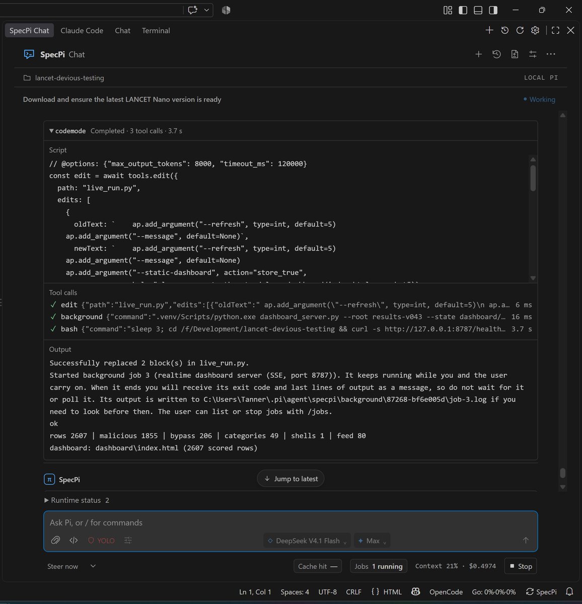 lovelylogicss's tweet photo. Quite liking the Codemode in @pidotdev, got the SpecPi Chat extension updated to support it, been working great. https://t.co/z6ZAPyOgrY