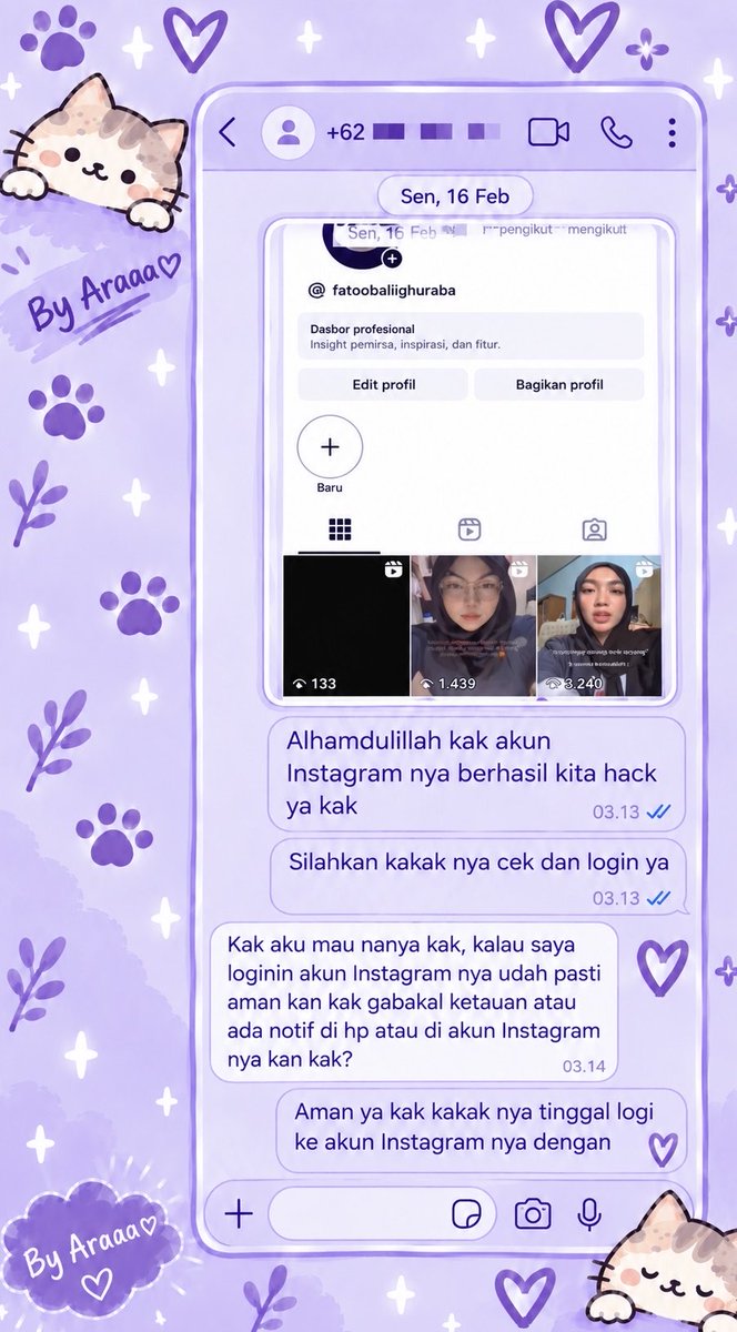 barietf's tweet photo. Sadap WhatsAp &amp; Lacak lokasi 🛍️.⊹౨ৎ˚⟡💜

✧˚ Jasa Pemulihan Akun
- instagram, tiktok, whatsapp, line, facebook, x, gmail, telegram dan lain”

✧˚ Jasa Hapus Akun
- facebook, tiktok, instagram, line, whatsapp, twitt / x, dan lain”

Konsultasi ? Silahkan klik wa di bio ya જ⁀➴♡ https://t.co/qCyDNJS1XG
