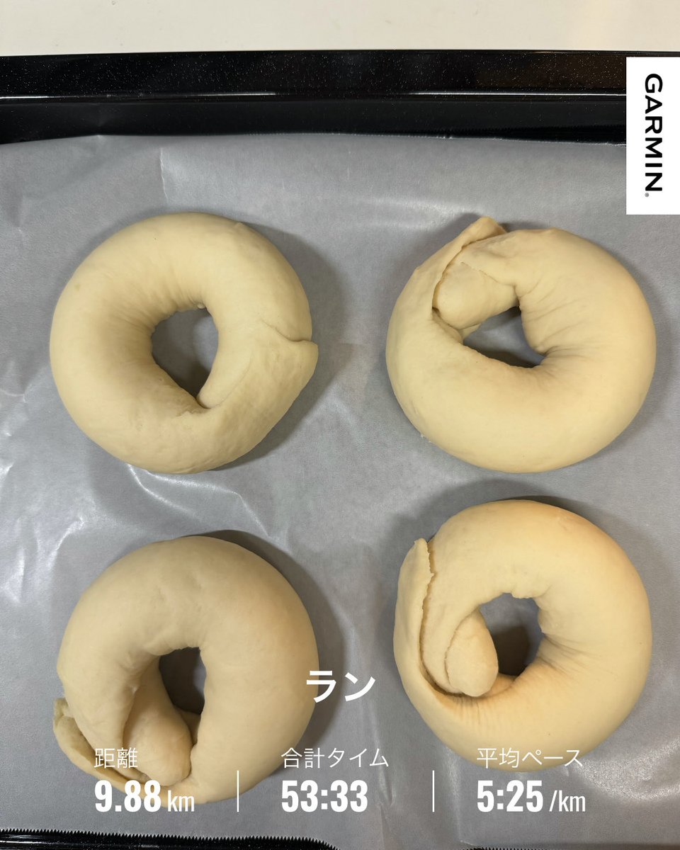 ken_run_1989's tweet photo. 本日はオフ明けのジョグ+WSでした。
ジョグも横浜マラソンに向けて少しずつ距離を落とすことにしました。

写真は最近ハマってるベーグル作りです。味も見た目も伸び代しかありません。 https://t.co/TR46pufzV7