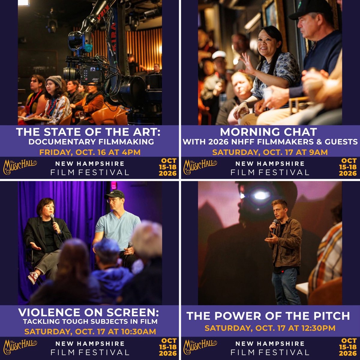 NHFF's tweet photo. We're TWO WEEKS AWAY from the 24th Annual New Hampshire Film Festival! Not only do we have over 100 exciting films to show you but we have six insightful panel discussions and talks with filmmakers &amp; special guests on the sched Oct 15-18. Learn more: https://t.co/QnmE7MI82g #nhff https://t.co/tHs6OSx2gK