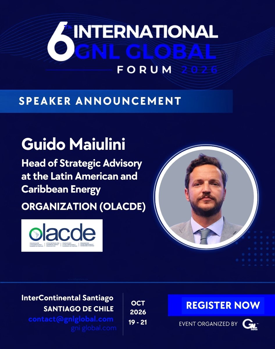 gnlglobal's tweet photo. 🌎⚡ SESSION 25 | ARPEL PRESENTATION

A presentation by ARPEL, representing the energy sector across Latin America &amp; the Caribbean.

📅 Oct. 20 | 5:30 PM
📍 Santiago, Chile

#GNLGlobal #LNG https://t.co/4IUk9Cypel