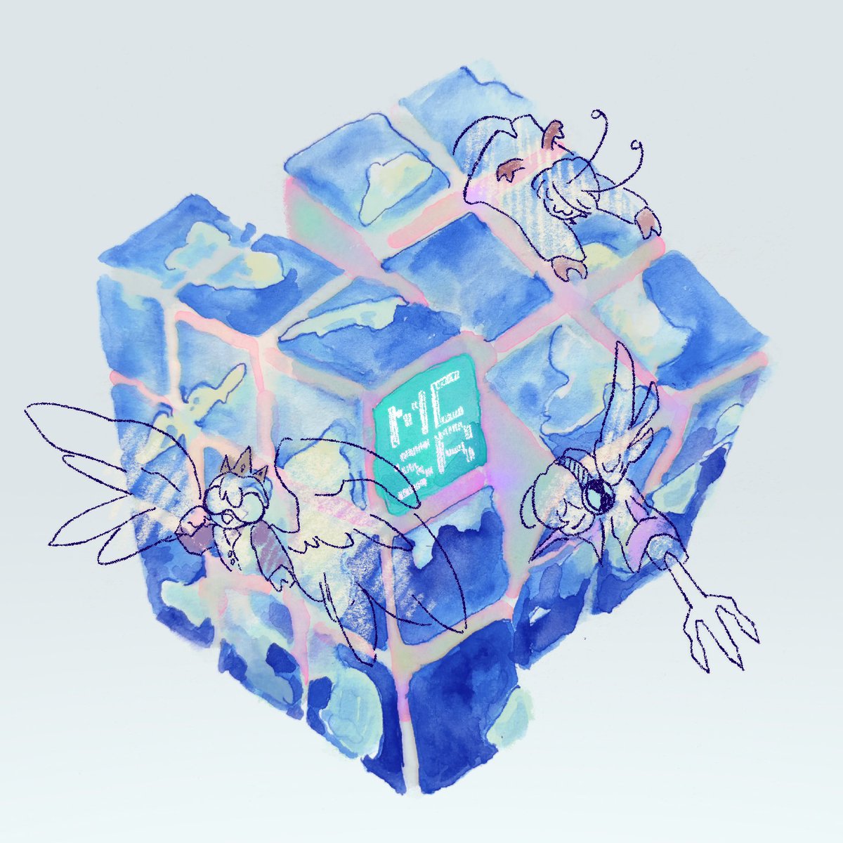 thispersonisviv's tweet photo. #mcsrtober day 1, sky
#couriway #feinberg #skycrab
+ mixed media inktober, as the cube is drawn w ink and water :) https://t.co/rXHSQvRA5D