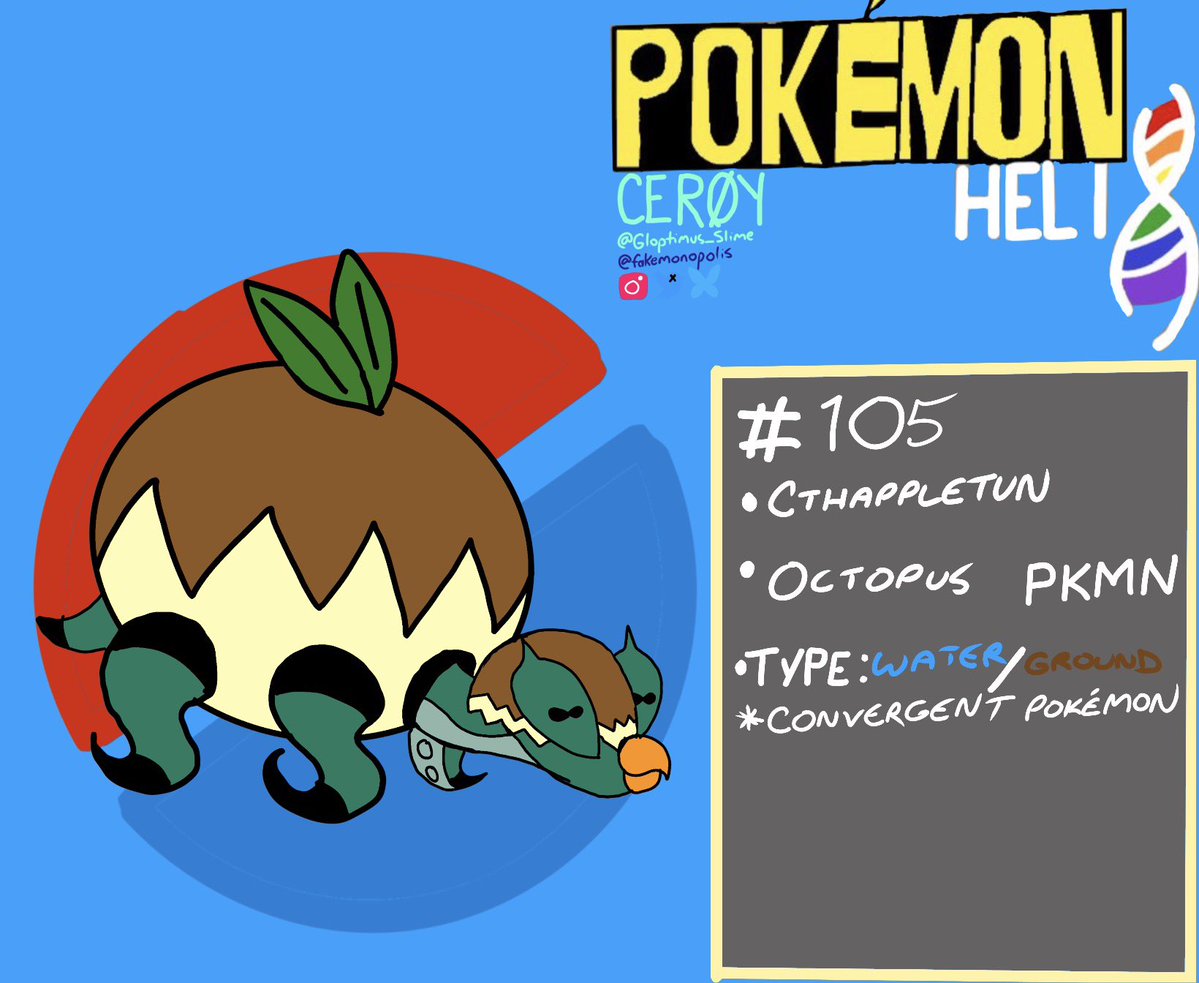 fakemonopolis's tweet photo. Octopus convergent Flapple and Appletun 

#Pokemonart #pokemon #pokemon30thanniversary #fakemon #fakemonart https://t.co/lrmgEGLvEf