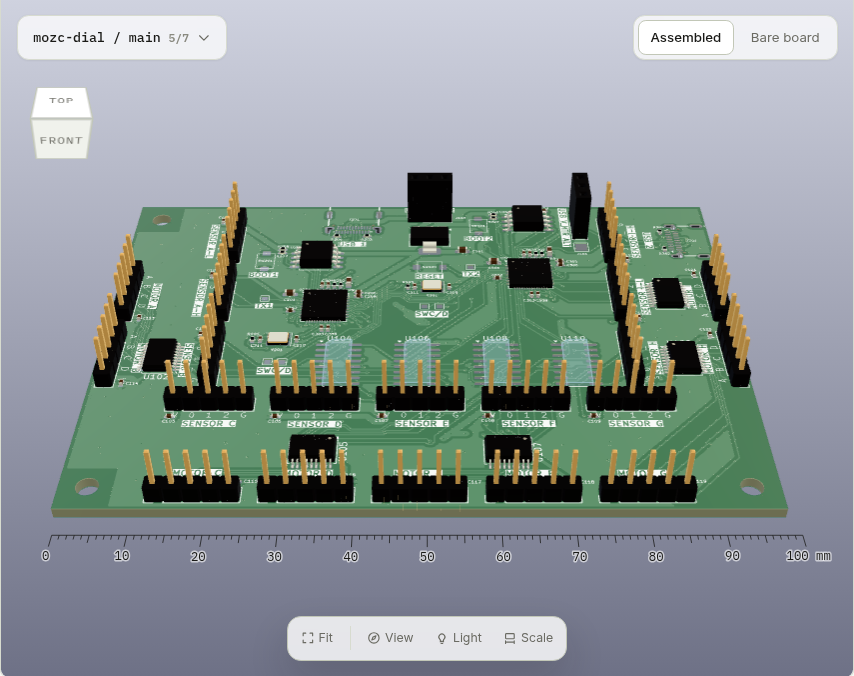 tihenko_'s tweet photo. Google Japan open-sources a joke keyboard every year. You can now open 18 of their PCBs in the browser, no KiCad install. This is last year's dial keyboard https://t.co/lDH4bwEuwb https://t.co/kGx2tZw149