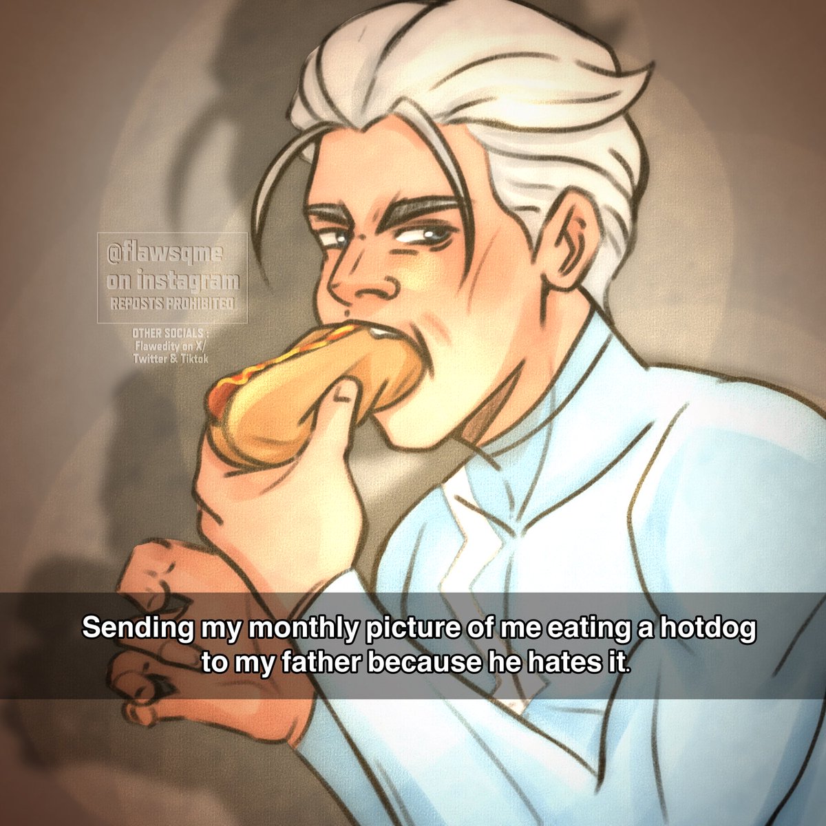 flawedity's tweet photo. no further context, just pietro and hotdog 🌭 https://t.co/dtHjnymsjv