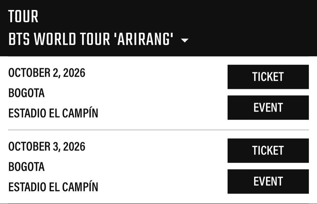 JannPinkarn's tweet photo. ทัวร์ลาตินอเมริกาเริ่มแล้วค่ะ
BTS WORLD TOUR 'ARIRANG' in BOGOTA โคลอมเบีย

วันที่ : 2,3 ต.ค. (ตรงกับเวลาไทยเช้าวันที่ 3,4 ต.ค. ประมาณ 08.00 น.)

สถานที่ : สนาม ESTADIO EL CAMPÍN  (ความจุประมาณ 39,512 ที่นั่ง) https://t.co/DyvcXGcckY