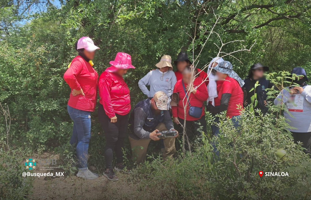 Busqueda_MX's tweet photo. ⚠️ #AccionesDeBúsqueda | #Sinaloa | #Nacional

Personal de la Comisión Nacional de @Busqueda_MX acudió al estado de #Sinaloa, para realizar labores de reconocimiento y prospección de terreno, con la participación de familiares de personas desaparecidas.

Las actividades incluyeron prospección aérea con dron, recorridos pedestres y trabajos de intervención con maquinaria en puntos de interés previamente señalizados, en coordinación con la @GN_MEXICO_, la Policía Estatal y la Fiscalía General del Estado de Sinaloa.

Para el @GobiernoMX, la búsqueda de personas desaparecidas es una prioridad nacional. Continuamos fortaleciendo estos trabajos con acompañamiento a las familias y enfoque de derechos humanos.

#PersonasDesaparecidas 
#BúsquedaNacional 
#HastaEncontrarles
