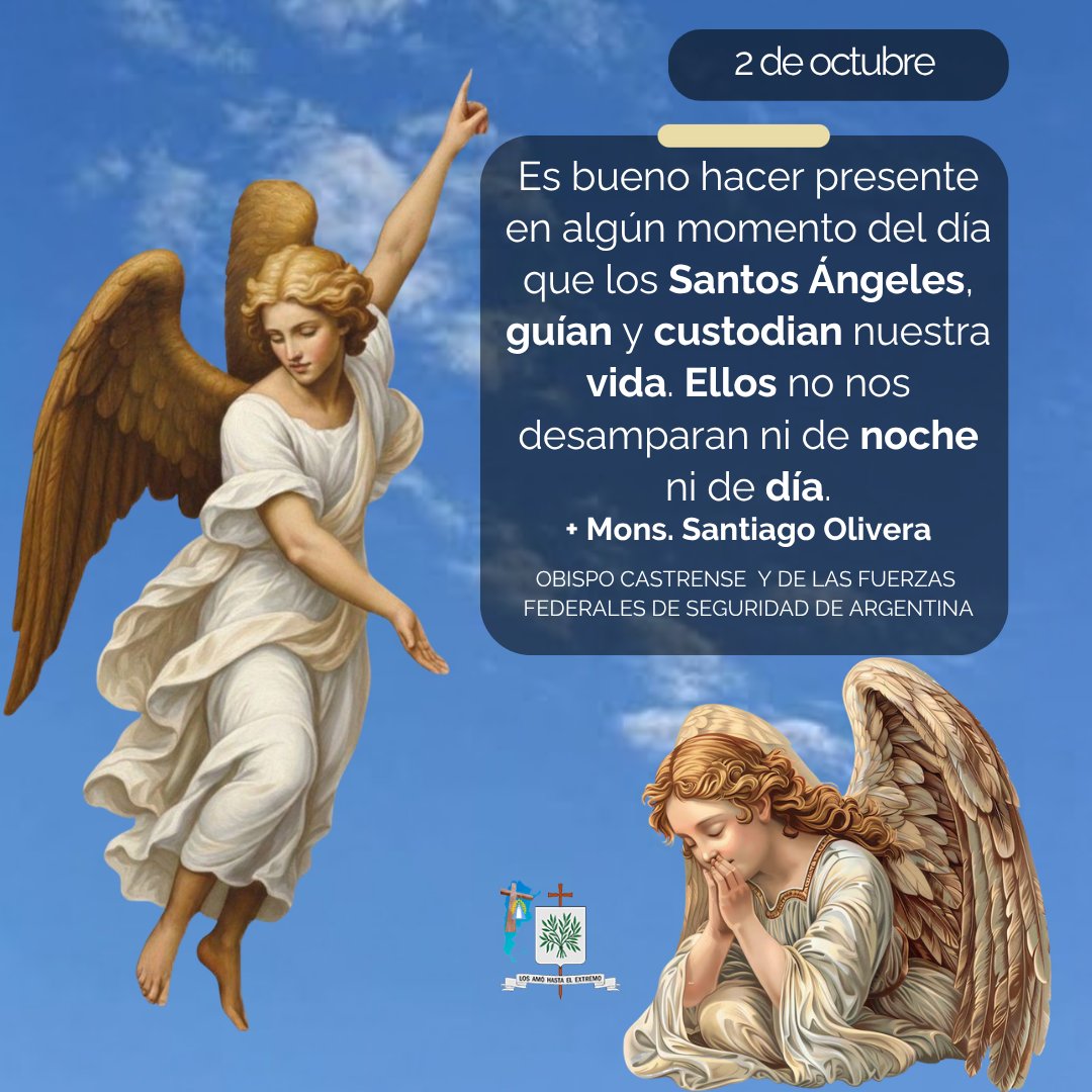 ObCastrenseArg's tweet photo. #MíGuíaMiFe
Es bueno hacer presente en algún momento del día que los Santos Ángeles, guían y custodian nuestra vida. Ellos no nos desamparan ni de noche ni de día.
+Santiago Olivera
Obispo Castrense y para las FFSS de Argentina https://t.co/sE8YHlvkEE