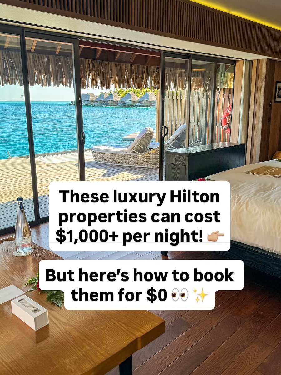 letstraveltrprs's tweet photo. Some aspirational Hilton resorts are now 200,000+ points per night 😳🤯

…but you can also book them for $0 with a Free Night Reward 🙌🏻🙌🏻✨

This is one of my FAVORITE hotel perks 🙌🏻

👉🏼 Comment “Hilton” and I’ll send you info on how to earn them! (Only... https://t.co/pwiBJj6sWl