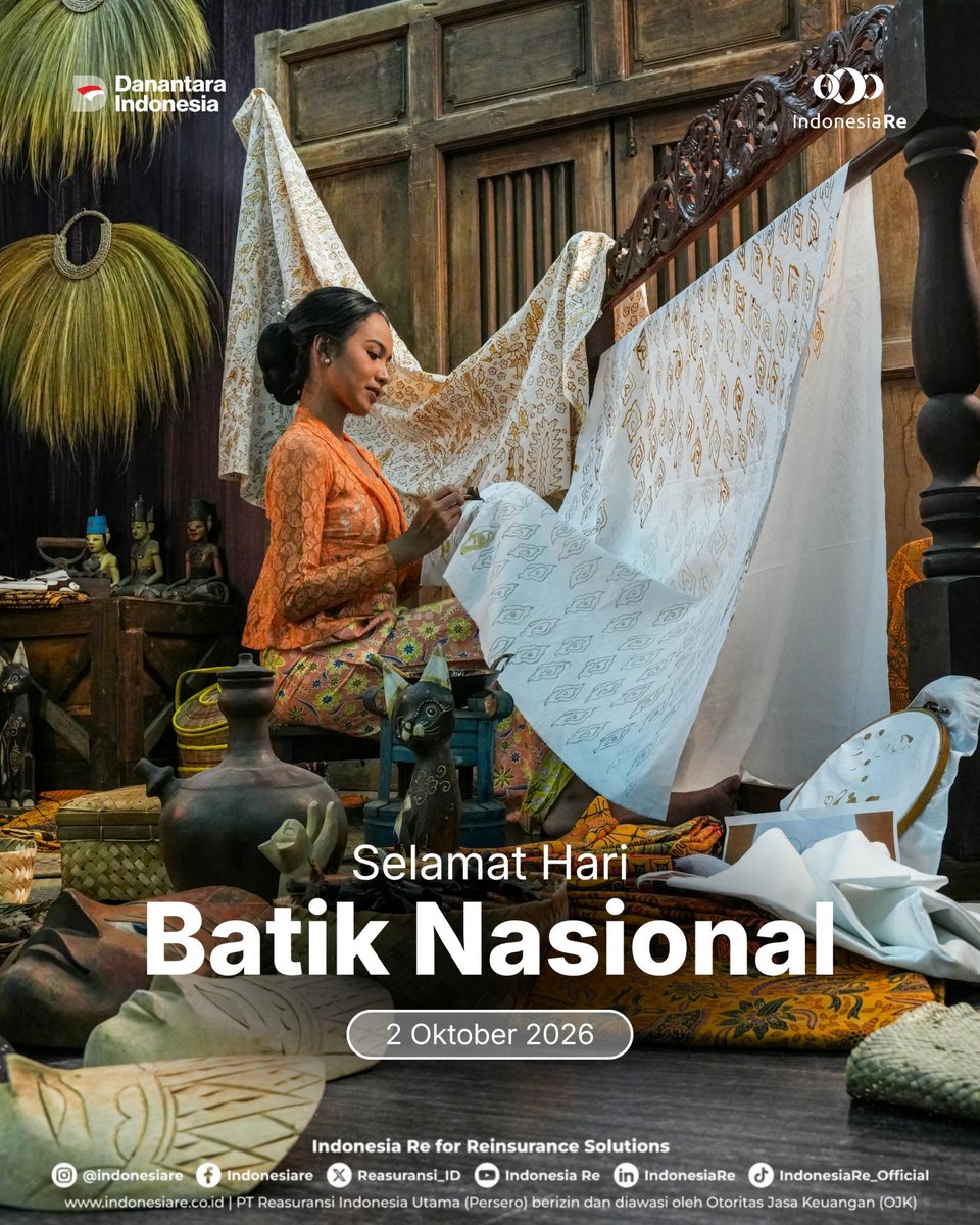 Reasuransi_ID's tweet photo. Segenap Keluarga Besar PT Reasuransi Indonesia Utama (Persero) mengucapkan Selamat Memperingati Hari Batik Nasional.

Mari terus lestarikan batik sebagai warisan budaya Indonesia dengan mengenal, menghargai, dan menjaga keberagaman motif serta nilai yang terkandung di dalamnya. https://t.co/uux5zwlRdZ