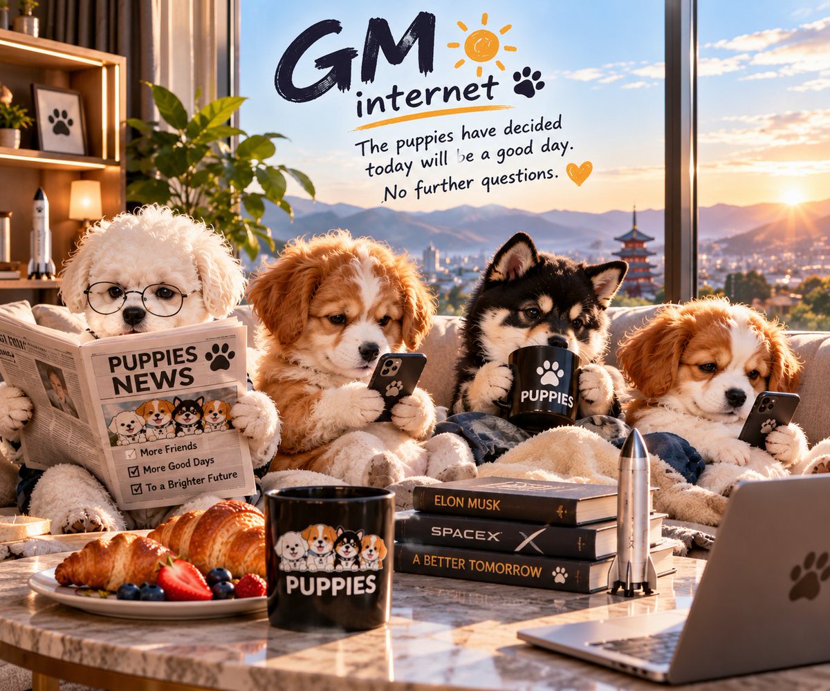 puppieserc's tweet photo. GM ☀️🐶
No big plans.
Just four ethereum:0xcf91b70017eabde82c9671e30e5502d312ea6eb2  trying to have a good day.
You should too. ❤️ https://t.co/7qvYeptLx5