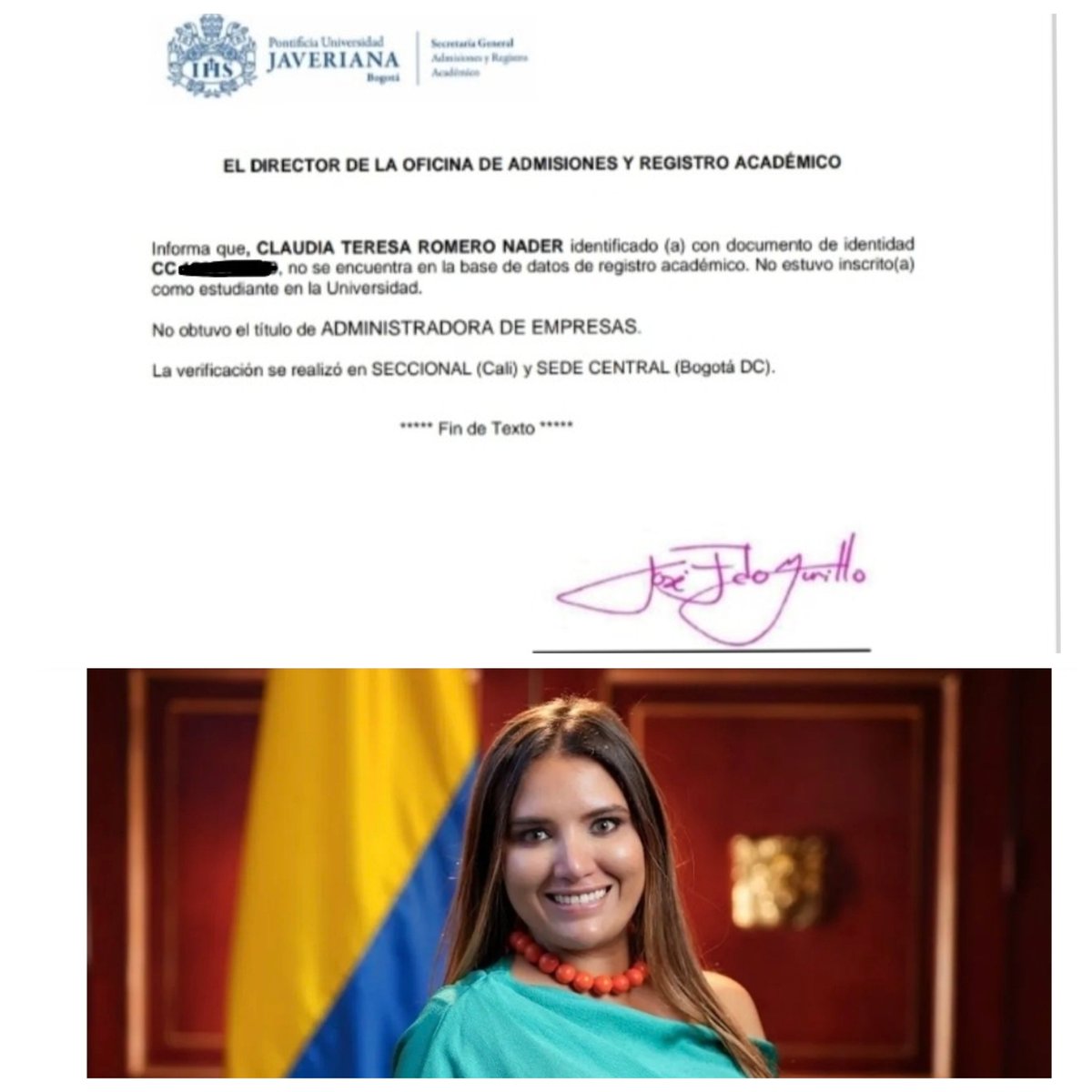 conejoblanco77's tweet photo. ¿Es la representante del @PactoCol   @ClauRomeroNader otra "mariposa amarilla" de @gustavopetro de las que no tiene titulo? 

Buena perla 👍 @mathiessglozano https://t.co/pWZeVpUCaw