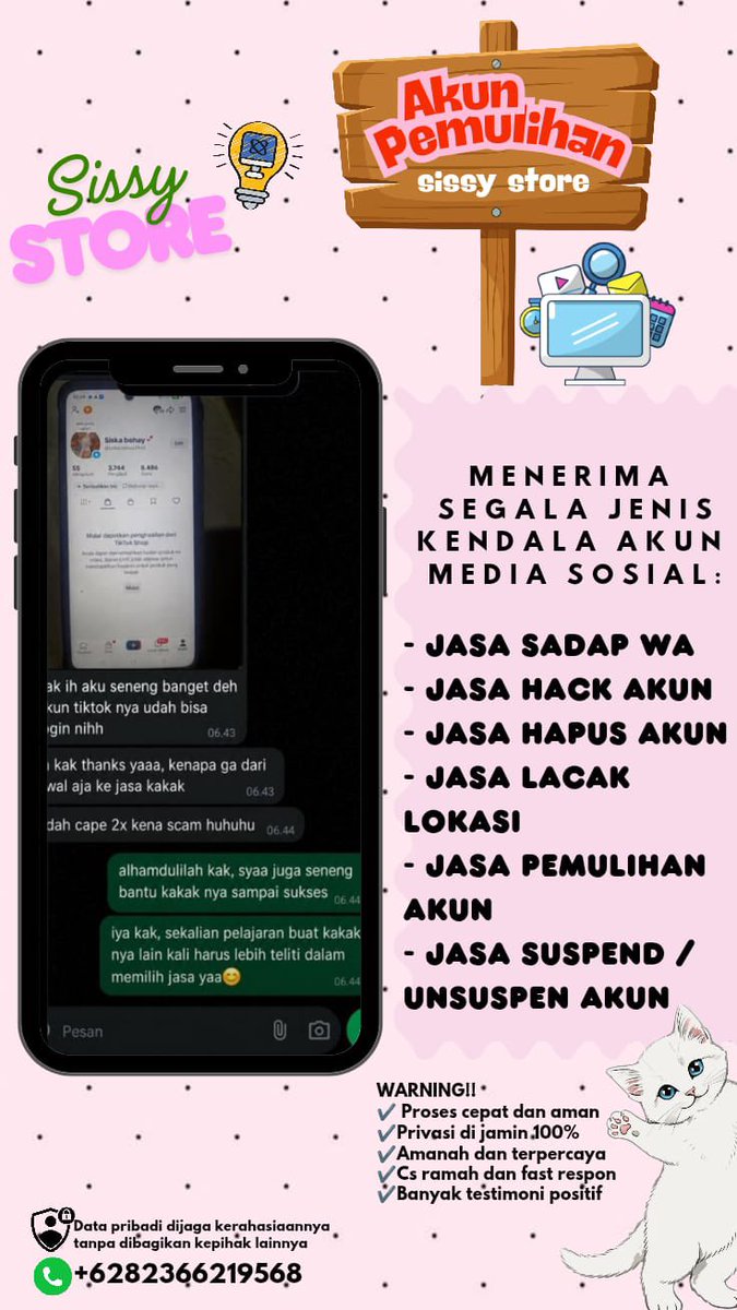 W1Michelle's tweet photo. Morning semua jasa pulihkan dan balikin akun sosmed.

Jasa Pemulihan akun instagram, tiktok, Facebook, X, email, goggle, line

Hapus akun Tiktok, email, X, Facebook, Instagram, Youtube, Telegram.

Serta : Sadap Akun, Hack akun, Lacak lokasi

Klik WhatsApp DI BIO Yaa.. https://t.co/jeIXm69RQ6