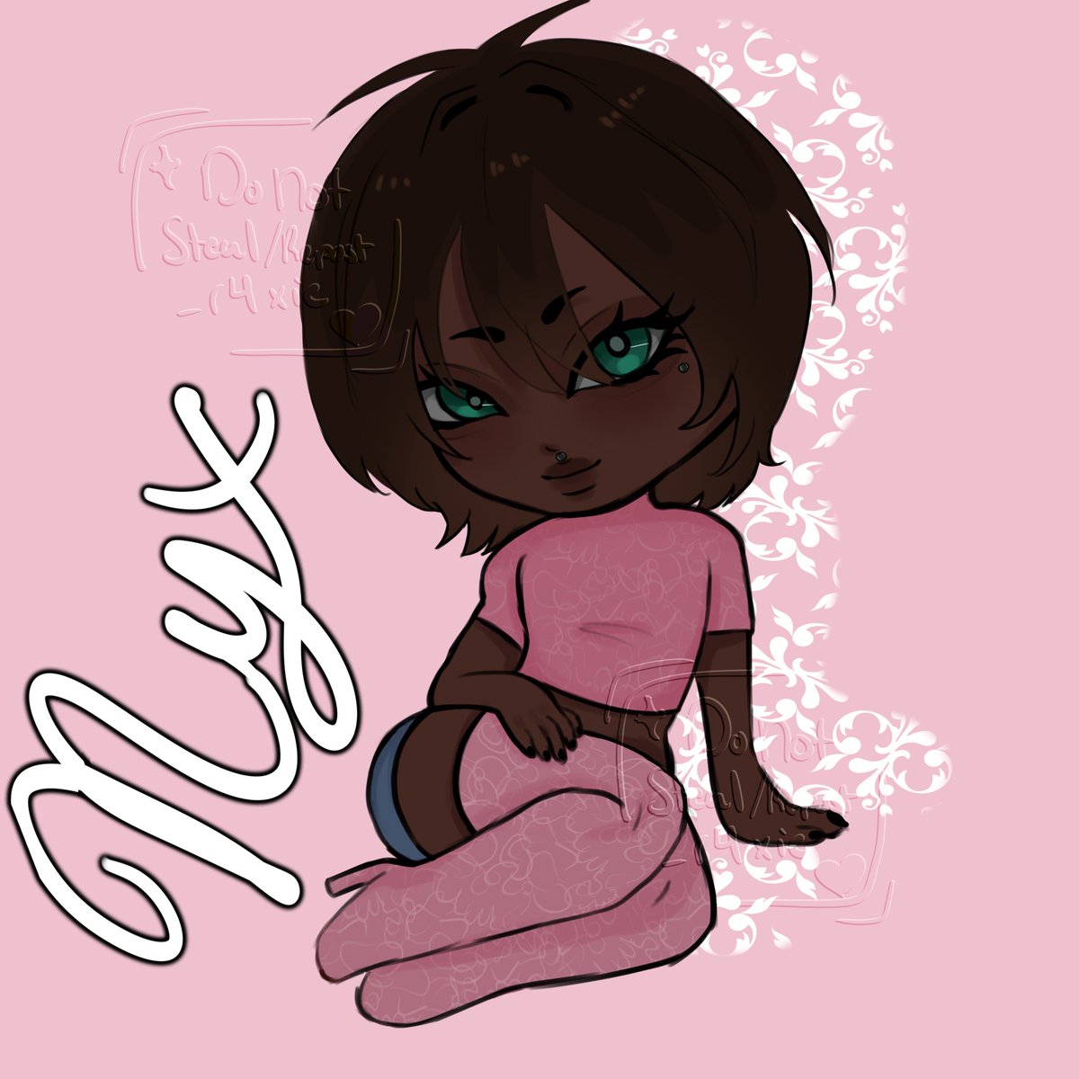 _r4xiee's tweet photo. my oc nyx in minimuse, as a chibi, and headshot (he’s a femboy) https://t.co/RwKivlezMn