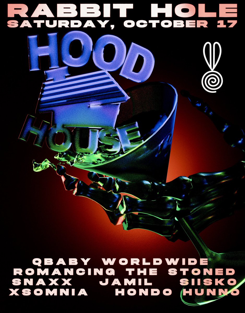 qbabyworldwide's tweet photo. HOOD HOUSE RETURNS TO THE RABBIT HOLE 🐰🎃

NEW ORLEANS
SAT. OCT. 17 • 10PM–LATE

QBABY WORLDWIDE • ROMANCING THE STONED • SNAXX • JAMIL • SIISKO • XSOMNIA • HONDO • HUNNO

NO RULES. JUST HOUSE.

🎟️ TICKETS ON SALE NOW.

#HoodHouse #NewOrleans #NOLANightlife #HouseMusic https://t.co/kTHH4q7MoD