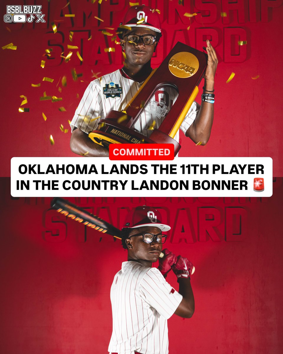 bsblbuzz's tweet photo. BREAKING: Landon Bonner has announced his commitment to Oklahoma. 

Bonner is ranked the No. 11 overall player nationally and the No. 1 player in Texas in the class of 2028. https://t.co/6tXp55bjtw