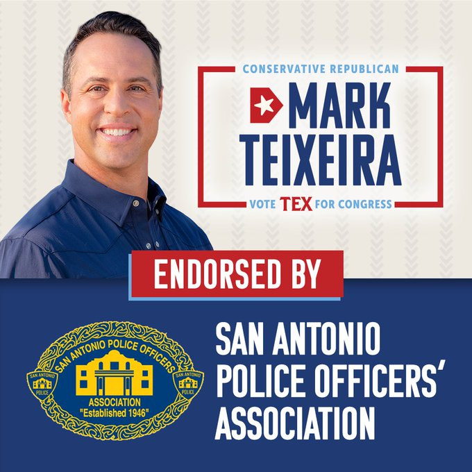 teixeiramark25's tweet photo. I’m grateful to be endorsed by the San Antonio Police Officers' Association, which has represented thousands of law enforcement officers in the San Antonio area over the years. These brave men and women put themselves on the front lines every day, facing danger and making sacrifices to keep our community safe.