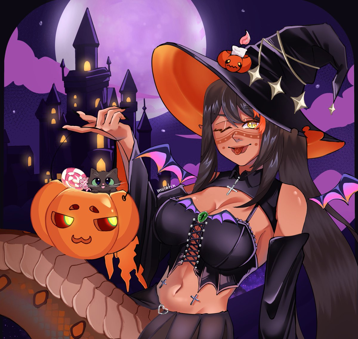 tatazyita's tweet photo. 🎃OUTUBRO CHEGOU, HALOWEEN CANTOU!🕷️
O melhor mês do ano chegou e com ele o TATAWEEN🍬 
Teremos muitas lives de jogos de terror e nesse sábado 03/10 vamos ter a live de OUTFIT DEBUT + começando nossa jornada no RE4, espero que gostem! 🎃
🎨Arte: @mulatin_ https://t.co/2EhaXpVdt1
