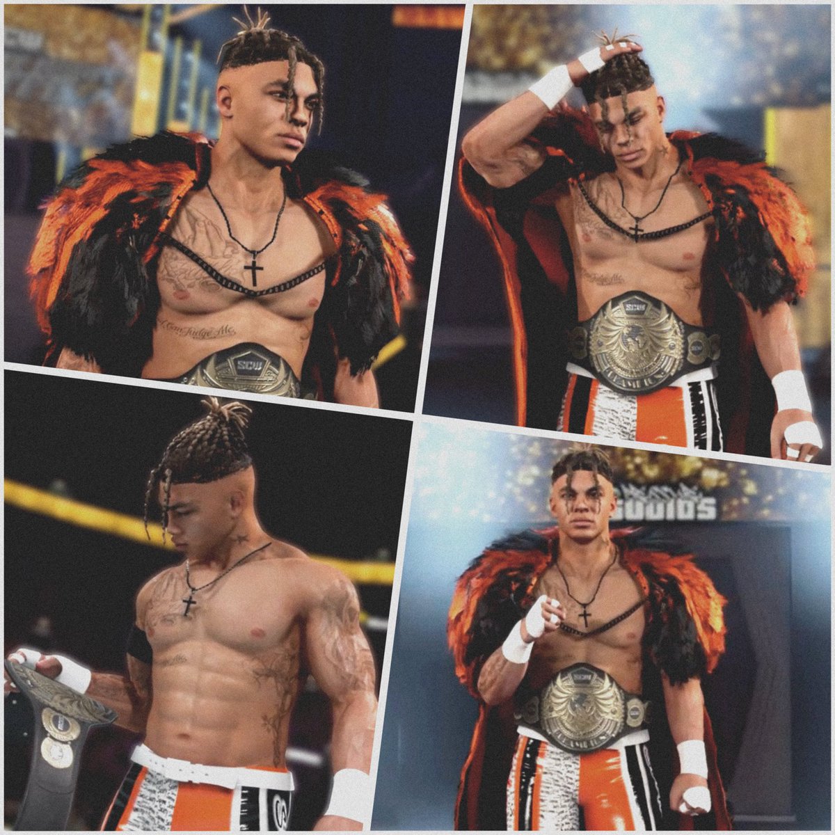 RealDeal_2K's tweet photo. I’m undisputed &amp; there’s no disputing that. If you do, I might crush you. 👌🏽

CRUSH CRUSH CRUSH inspired attire while rocking my Undisputed Championship. 🟠⚪️

#WWE2K26 #TheRealDeal #HLR #UndisputedChampion https://t.co/e7EiwRh0O0