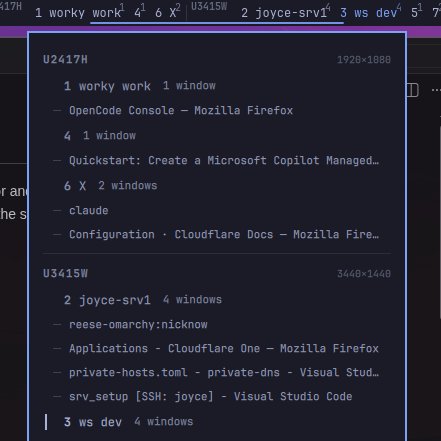 nicknow's tweet photo. Because I love Omarchy and I'm learning to live keyboard first and coming to love the simplicity of tiling windows but I keep losing track of workspaces and where my windows are...I created a plugin that is 100% keyboard first, makes finding a window easy, tells you what workspaces go to what monitor, and lets you easily name workspaces.

Navigate, rename, change settings without ever touching a mouse!

https://t.co/bE1hBMDOHu