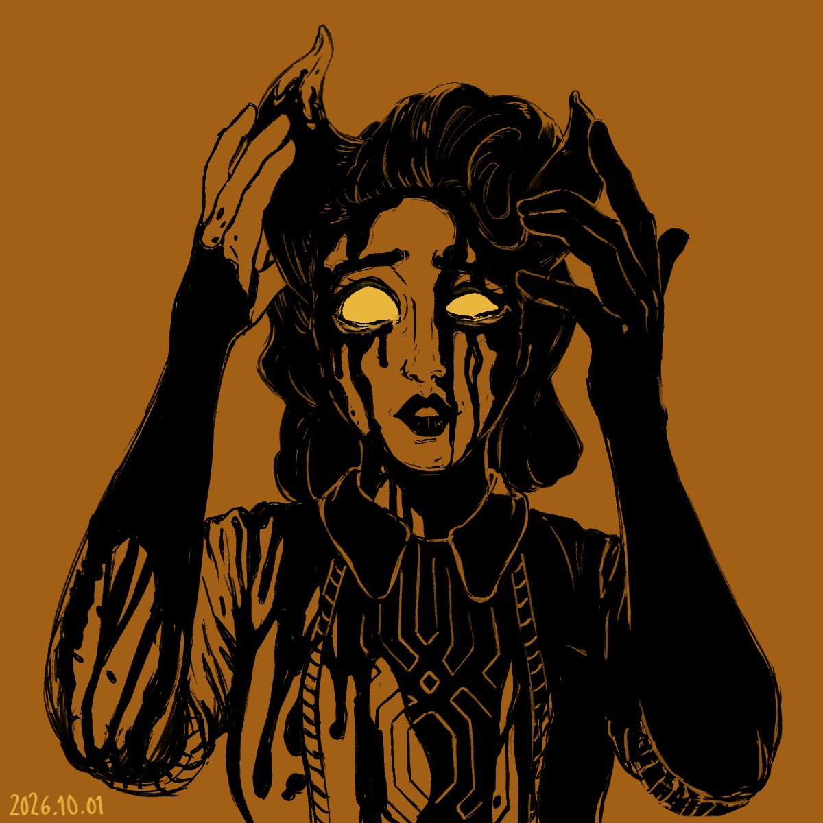RegularDemons's tweet photo. Day 1 - Demon
It's my first post! I drew a devilish Audrey for day one of my personal inkytober list. I like it both without and with the mirror, so have both versions #BENDY #BATDR https://t.co/1gtbi8pNf9