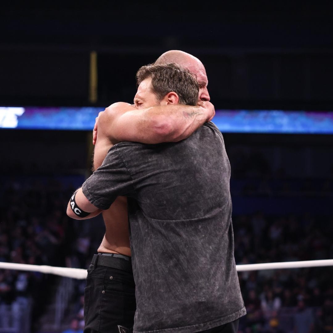 AEWonTV's tweet photo. For one night the wounds that tore them apart were put aside for the ties that make them brothers

#AEWDynamite and our tribute to PAC and his legacy is now on the TBS app and HBO Max https://t.co/Ht0rt4rYbm