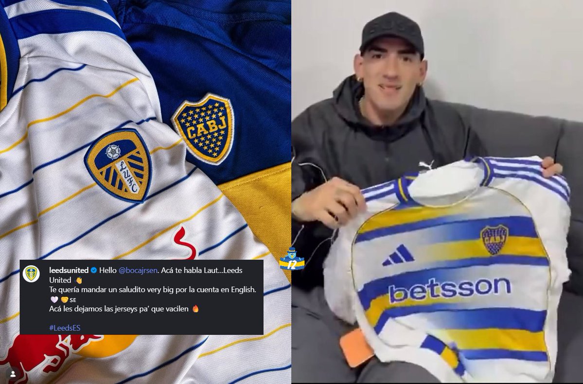la12tuittera's tweet photo. 😅El saludo de la cuenta de Leeds United en Instagram a lo Lautaro #DiLollo, a @bocajrsen_ a su nueva cuenta de Instagram en inglés. https://t.co/OfbvqTVhA8