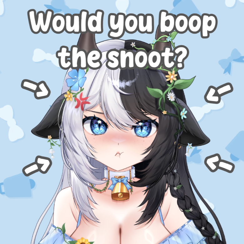 MookeiVT's tweet photo. Would you boop the Vtuber's snoot? 🐮🌷 https://t.co/MlnIRYPpbI