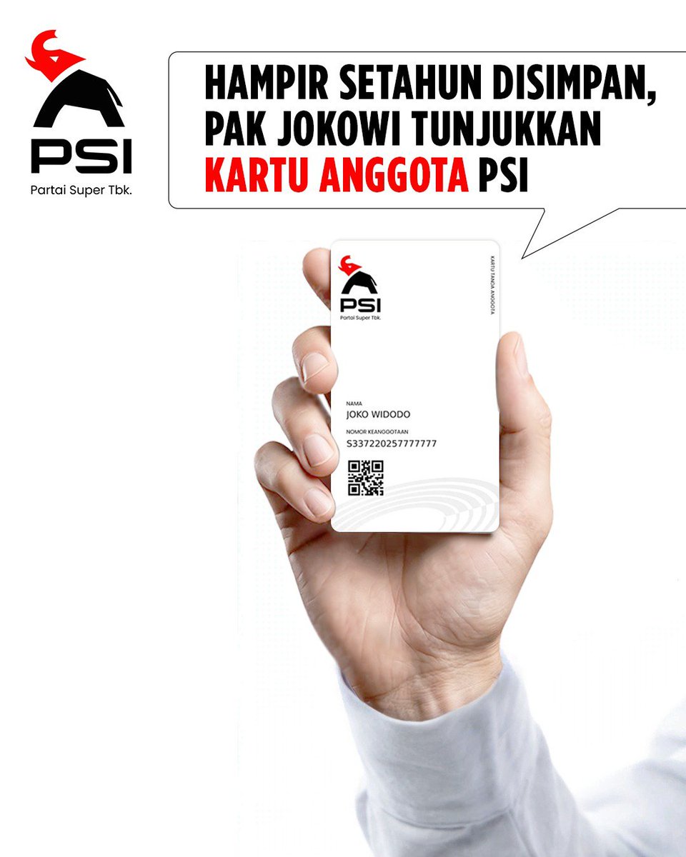 psi_id's tweet photo. Momen bersejarah, saat “rahasia” akhirnya terungkap 🤫🥳

Jagat politik langsung heboh. Tapi jadi clear tentang status Pak Jokowi di PSi, gak perlu berspekulasi lagi 💯 https://t.co/bslM63R22C