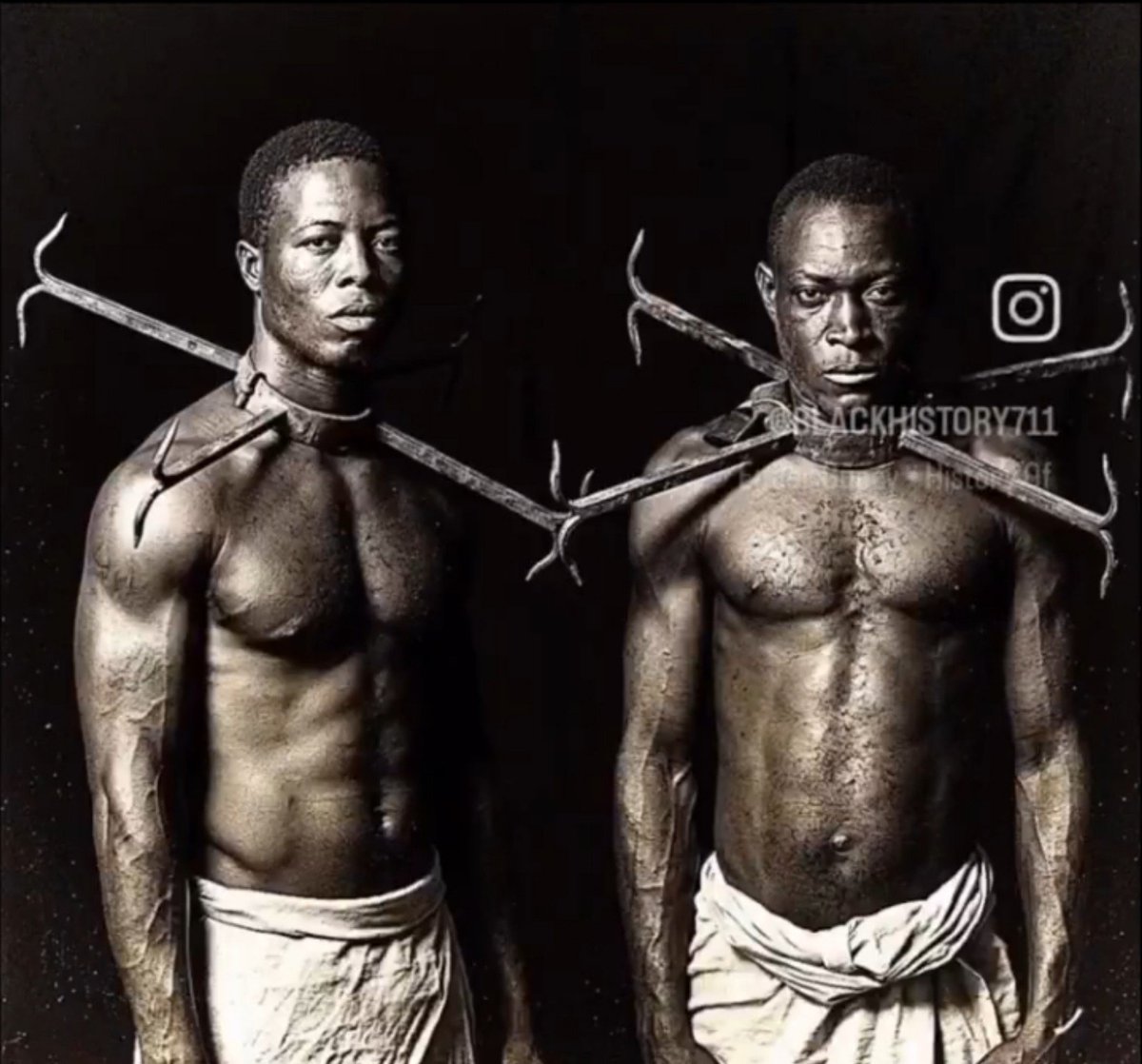 SankaraDispatch's tweet photo. One of the cruelest tools of slavery was the iron neck collar fitted with projecting hooks or spikes.

Used to punish attempted escape and to prevent resistance, these collars made it difficult or impossible for enslaved people to lie down comfortably or rest against a surface. 

The hooks could catch on fences, branches, or bedding, turning even sleep into suffering.

Others were fitted with bells so that movement could be heard.

Slavery was engineered cruelty.

It sought to control nearly every aspect of a person's life — movement, rest, dignity, family, and identity.

It stripped Africans off every ounce of dignity. 

Millions of Africans endured these horrors, yet they resisted in countless ways: through armed rebellion, escape, preserving their cultures, protecting their families, and fighting for freedom to the death. 

When people try to reduce slavery to “just labor,” remember the iron collars, branding irons, whips, chains, family separations, and generations whose lives were deliberately and systematically destroyed and exploited for profit.

We remember not to dwell in the past, but to ensure it is never forgotten.