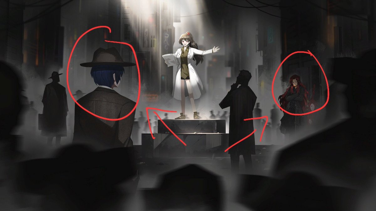 senlidoesstuff's tweet photo. why is nobody talkin about this? Who are these 2 weird colored hair ppl that show up in this cg? Theyre not mentioned again in the canto and seem too detailed to be bg chars. The red one also seems to have a weird sword thats similar to NT, perhaps a fixer? 🤔
Share ur thoughts👇 https://t.co/3jFlLdvWEk