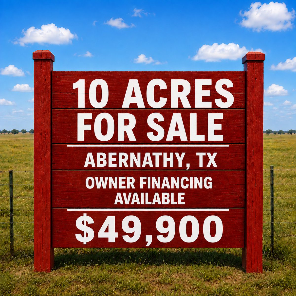 Victory_LandTX's tweet photo. 🌾 10 Acres Near Lubbock From $49,900

✅ 15 min north of Lubbock
✅ No HOA or building restrictions
✅ Owner financing from $877/mo

📲 Call or Text (806) 606-0824 for all the details or a FREE Property Tour! https://t.co/4KRf8Mih5W