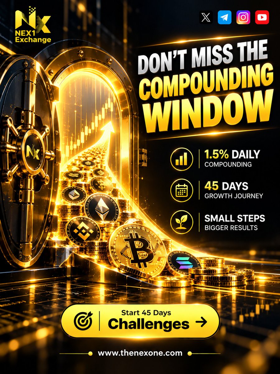 Nex1ex's tweet photo. Don’t Miss the Compounding Window 🚀

1.5% Daily | 45-Day Growth Challenge 🔥 https://t.co/Xn2fgx3iWa