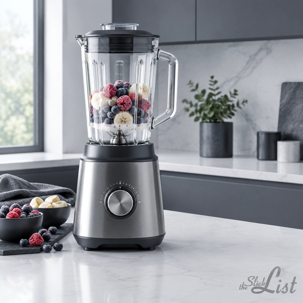 theSlickList's tweet photo. ⚡ Watts measure wall draw, not jar work. 1,400W may stall on frozen fruit; 1,000W may keep the vortex moving. Choose jar + blade first. Guide: theSlickList. AI-assisted visual. #KitchenGear #Blenders #theSlickList https://t.co/0Cz7JBKlDk