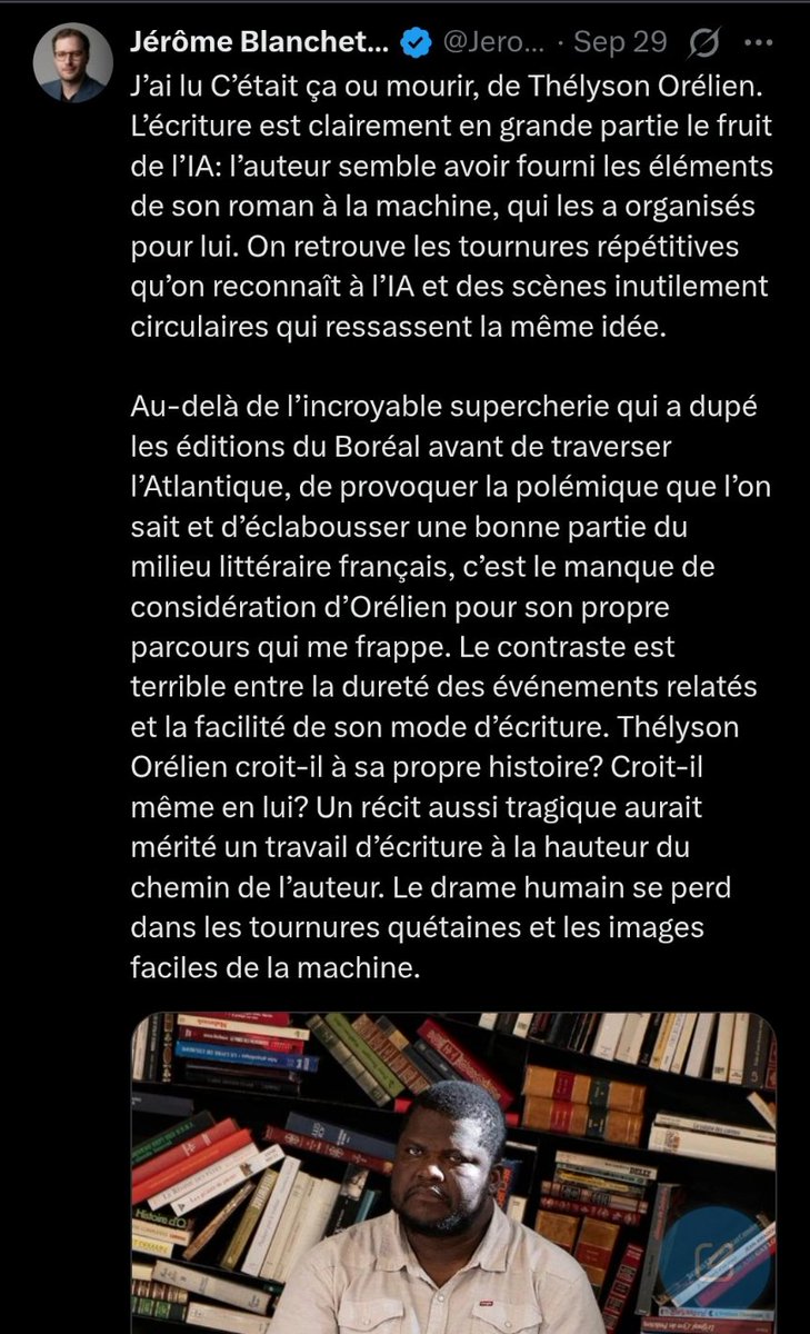jasonkeays's tweet photo. Hier, Jérôme trouvait dont ca épouvantable que Orélien publie un livre écrit par le AI

Aujourd'hui, on apprend que le livre d'Eric Duhaime, publié par Jérôme, est écrit par le AI.

Ces gens ne croient en rien. 

#polqc https://t.co/qIszs9s0vq