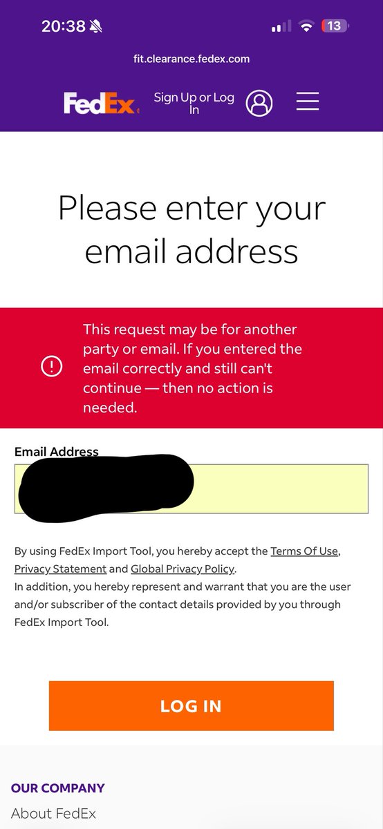 nihonloid_'s tweet photo. package that has the sadako figure I’ve been excited about getting supposedly needing clearance documents I can’t upload for some damn reason and when I try and enter my email for access they hit me with this so I’m just mega confused now https://t.co/oOsWKK7O3N
