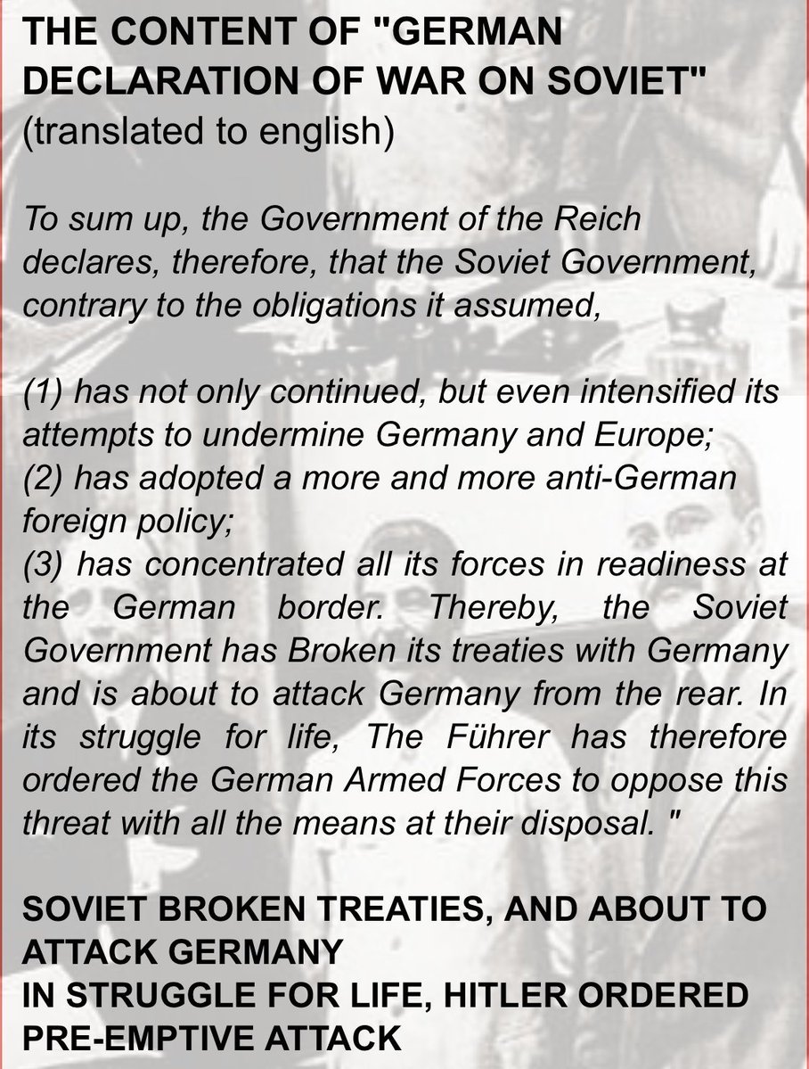 AintTexas's tweet photo. @2terrific4you Hitler tuned East because Stalin was being to aggressive and encroaching on the German sphere of influence agreed upon in the pact. Stalin was moving to occupy Hitler’s only source of oil in Romania, which would have rendered Germany 100% dependent on Stalin for future war. https://t.co/hRnJioCA9Z