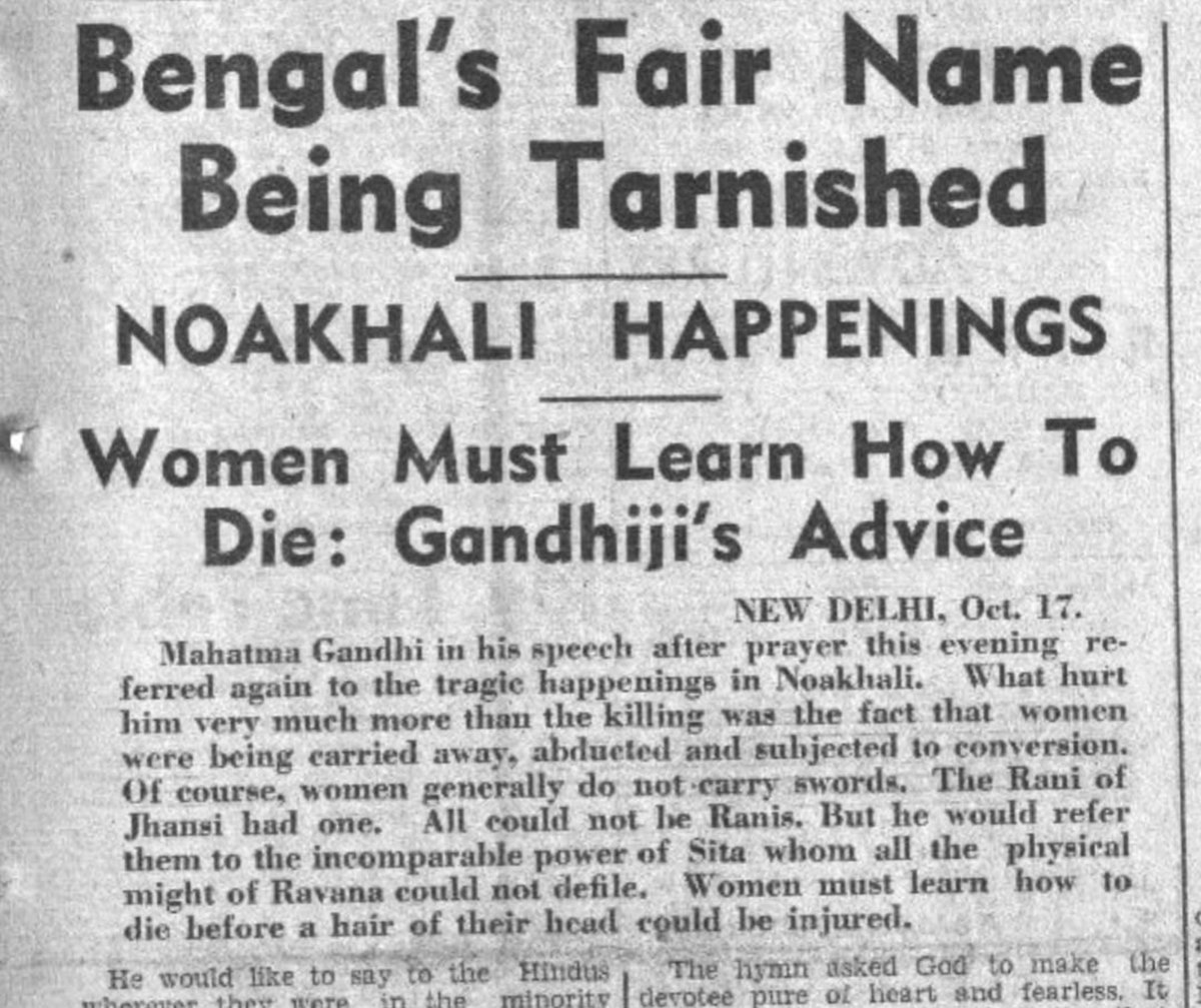Banglar_Tintin's tweet photo. Remembering the "Father of the Nation," who advised Hindu women in Noakhali to learn how to die while they were being abducted, raped, and slaughtered for their religion by muslims. 

He was a force for independence, but may God never give such a father to any family!! 
#GandhiJayanti