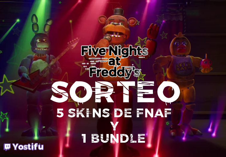 Yostifu's tweet photo. ¡FNAF llegó a Fortnite y porque es una de mis franquicias favoritas pues sale hacer sorteo por ocasión! 
5 skins y un bundle de FNAF🎤🐻

Instrucciones:
🔵Sígueme @Yostifu 
🟣Sígueme en Twitch: Yostifu
🟡Dar Like y RT
🔴Comenta: FAZBEAR https://t.co/yOu0IlyWmm