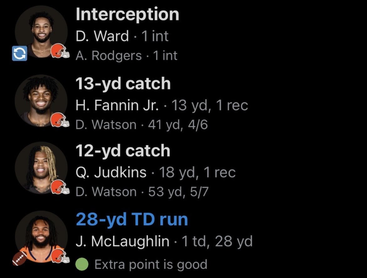 DeegSports's tweet photo. The Cleveland Browns TD brought to you by Ohio college football

🔹 D. Ward INT (Ohio State)
🔹 H. Fannin Jr. catch (Bowling Green)
🔹 Q. Judkins catch (Ohio State)
🔹 J. McLaughlin TD (Youngstown St) https://t.co/qzdT2bIbVX